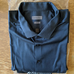 Calvin Klein Neck 22 34/35 Mens Black Dress Shirt